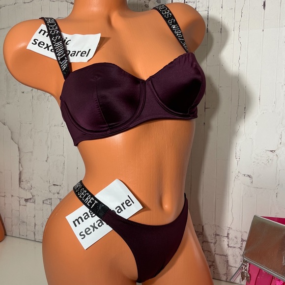 VS 32 34 BRA S PANTY SET CRYSTAL RHINESTONE BLING - Picture 1 of 2